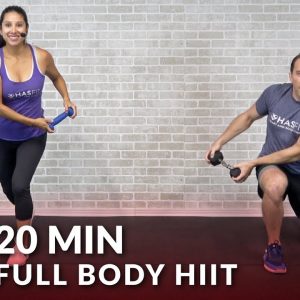 20 Min Full Body HIIT at Home with Dumbbells - Total Body 20 Minute HIIT Workout with Weights