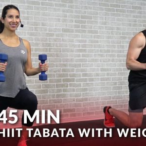 45 Minute HIIT Tabata Workout with Weights - HIIT Workouts for Weight Loss & Strength at Home