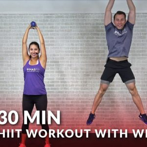 30 Minute HIIT Workout with Weights - Total Body 30 Min HIIT at Home with Dumbbells for Men & Women