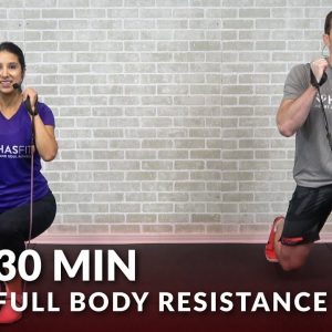 30 Minute Full Body Resistance Band Workout for Women & Men - Elastic Exercise Band Workouts