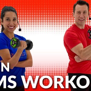 20 Minute Arms Workout at Home with Dumbbells - Biceps and Triceps Arm Workout for Women Men