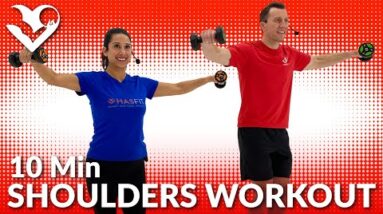 10 Min Shoulder Workout with Dumbbells at Home for Women & Men - Deltoid Exercises for Shoulders