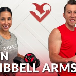30 Min Dumbbell Arms Workout at Home - Biceps and Triceps Workout with Dumbbells & Weights Women Men