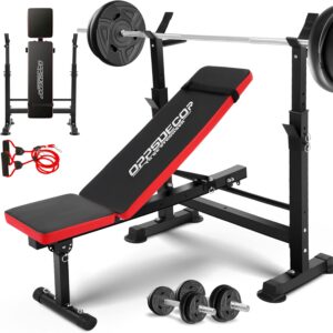 oppsdecor 600lbs 6 in 1 weight bench set with squat rack review