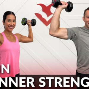 30 Min Beginner Strength Training with Dumbbells at Home for Women & Men - Full Body Workout