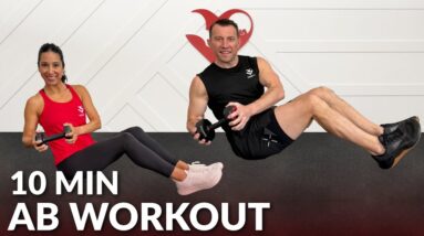 10 Minute Ab Workout at Home for Women & Men With Dumbbells or Without Equipment Weights
